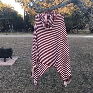 Red & White Striped Poncho